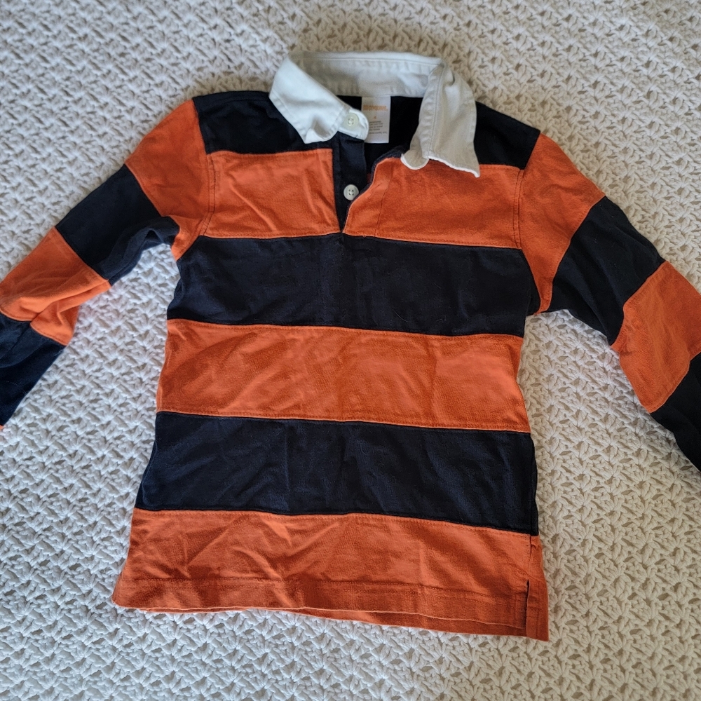 BOGO Gymboree Orange Navy Striped Polo Long Sleeve Top Size 4
